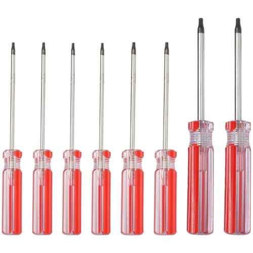 8pcs Torx Screwdriver Set, T8, T9, T10, T15 Torx Security Screwdriver with Magnetic Tip, 75mm Long