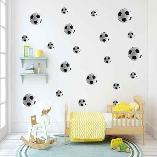 60 Pcs Soccer Wall Decals Soccer Wall Stickers Pegatinas para Pared Children Kids Baby Bedroom Room Wall Decals Decor Art Kindergarten Playground Party Stickers