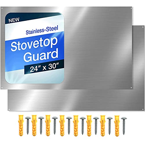 (2 Pack) 24" x 30" Reversible Metal Backsplash Panel with Pre-Drilled Holes – Ultra Thin, 0.019"–0.023" – CALPALMY for 30" Range