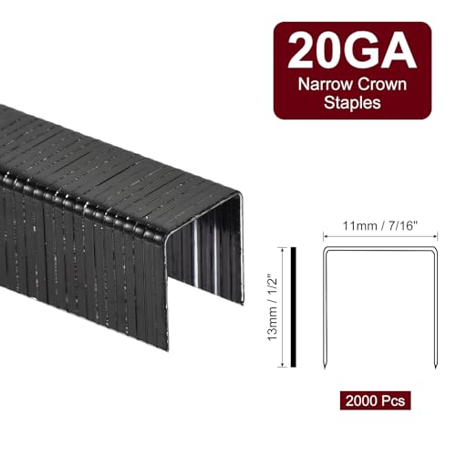 Black Galvanized Steel Narrow Crown Staples 7/16 x 1/2 inch for Staplers, 2000 pcs