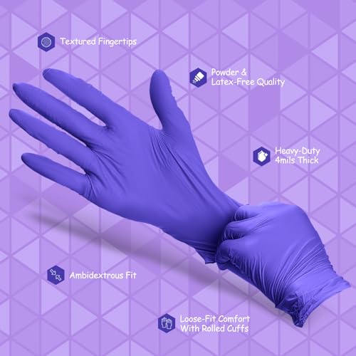 PEIPU Disposable Nitrile Gloves 100 Pack Medium Powder-Free Latex-Free