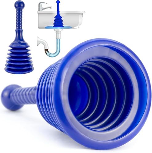 Luigi's Blue Small Sink & Bathtub Plunger - Powerful Drain Clog Remover