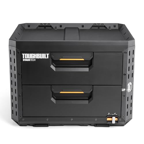 ToughBuilt StackTech 2-Drawer Locking Toolbox, 240 lb Capacity, Stackable (2-Drawer, No Wheels)