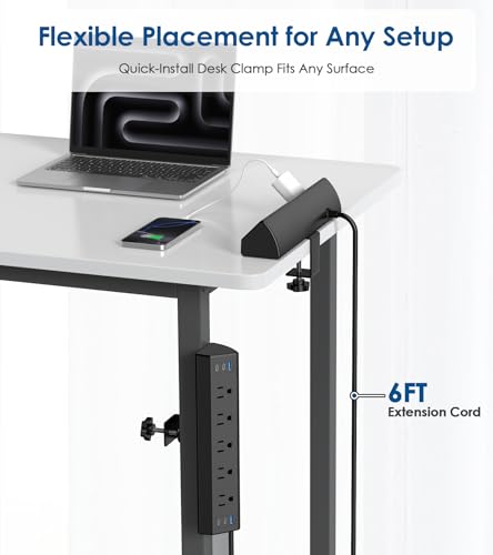 Jgstkcity Desk Clamp Power Strip with 6 USB Ports & 5 Outlets, 40W Fast Charging, Black
