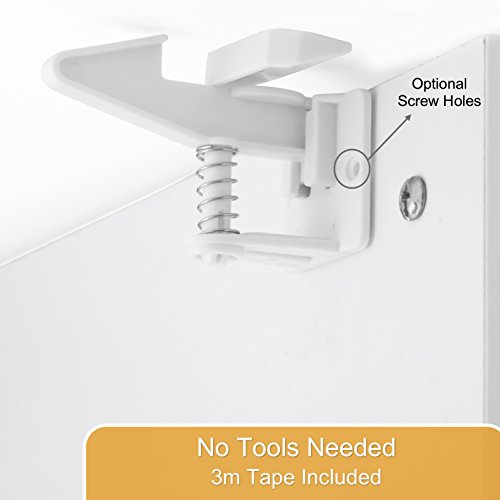 White 12-Pack Invisible Child Safety Cabinet Locks No Drill - Suniry