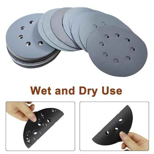 Viaky 36Pcs 125mm Sanding Discs, Wet Dry 5 Inch 8 Hole Hook and Loop 240 400 600 800 1000 1200 1500 2000 3000 Grit Round Sanding Pads, Orbital Sander Discs for Wood, Metal, Car, Furniture, Polishing