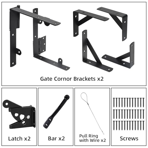 WEKIS Double Door Anti Sag Gate Kit Heavy Duty Fence Hardware with Self-Locking Latch