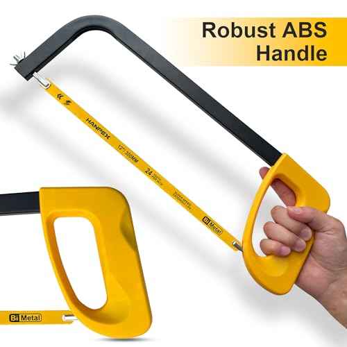 12in. High-Tension Hacksaw Frame with 24 TPI Bi-metal Blade, Hand Saw Suitable for Metal, wood, PVC, Carpentry