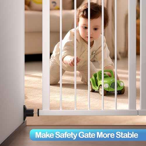 ICERO Baby Gate Extender Wall Protector (4 Pack) Pressure Mounted Gates Extension Kit Extends 1.1-3.5 inches Child Safety Gates and Protect Walls & Doorways from Pet & Dog Gates,Work on Stairs,Black