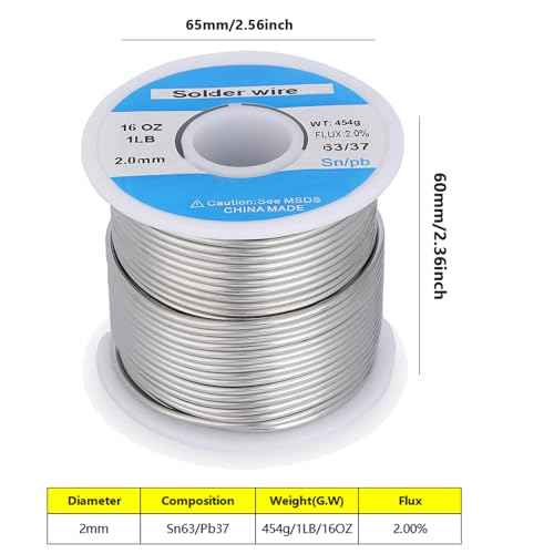 63/37 2mm 1LB Tin Solder Wire with Flux for Electrical Soldering Repair