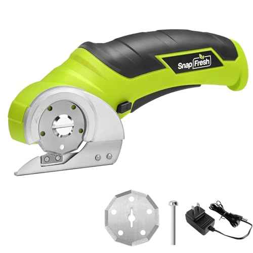 SnapFresh Cordless Electric Scissors, 4V Electric Mini Box Cutter, Carpet & Cardboard Cutter Tool with a Replacement Blade/Charger, Rotary Cutter for Cardboard Packages Leather Plastic £¨Green£©