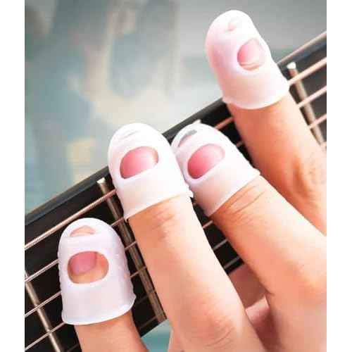 Guitar Fingertip Protectors, 25-Pack Silicone Finger Covers for Guitar/Ukulele/Banjo/Mandolin ? Breathable, Flexible, Non-Slip Practice Sleeves, Mixed Colors with Storage Case, Reusable