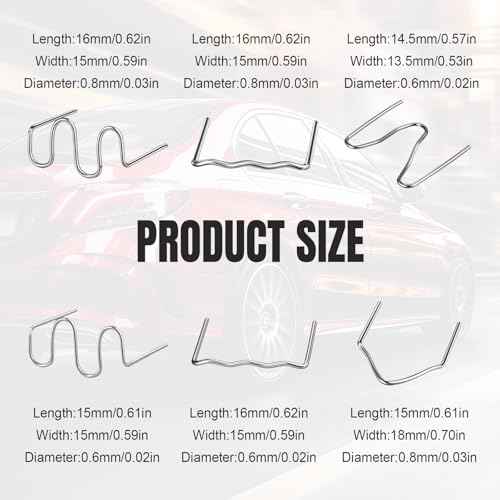 1200PCS Nails Rods Hot Staples Plastic Repair Machine Welding Gun Staples for Hot Stapler Repair Car Bumpers Machine Dashboards Lamp Holders Daily Plastics Supplies Plastics Rings 0.6mm 0.8mm Staple