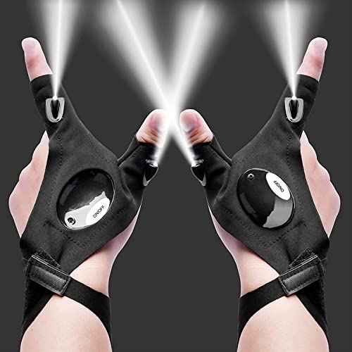 LED Flashlight Gloves Stocking Stuffers for Men Adults Gifts for Men Dad Birthday Gadgets Gifts Valentines Christmas for Him Boyfriend Husband Fishing Camping Repairing Tools