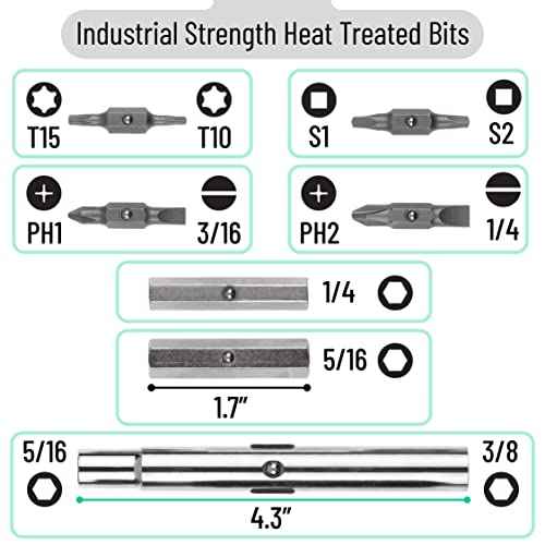 Bates 11-in-1 Multi-Bit Screwdriver/Nut Driver, All in One Multitool