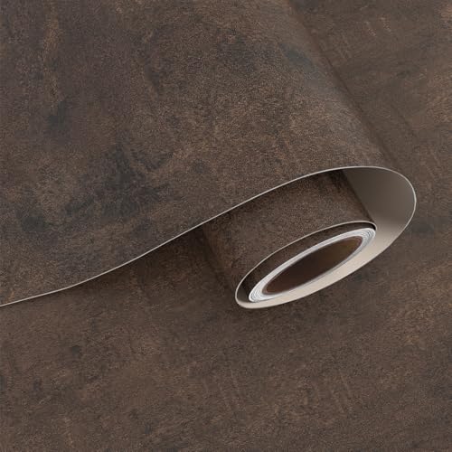 VaryPaper 15.7" x 78.7" Industrial Brown Concrete Wallpaper Peel and Stick Textured Concrete Contact Paper for Countertops Waterproof Self Adhesive Lime Wash Cement Wall Paper for Bedroom Bathroom