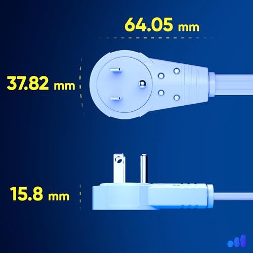 Maximm 1 Ft White 360° Rotating Flat Plug Extension Cord with 3 Outlets