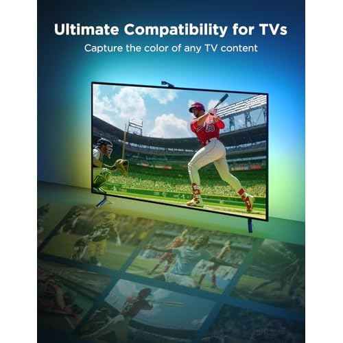 Govee TV Backlight 3 Lite with Fish-Eye Correction Function Sync to 55-65 Inch TVs, 11.8ft RGBICW Wi-Fi LED Strip Lights with Camera, 4 Colors in 1 Lamp Bead, Voice and APP Control, Adapter