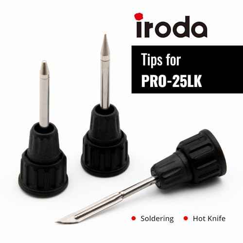Iroda Solderpro 25LK Spare Soldering tips Set for Battery Rechargeable Soldering Iron, Inlcudes Conical Tip, Pointed Conical Tip, Hot Knife.