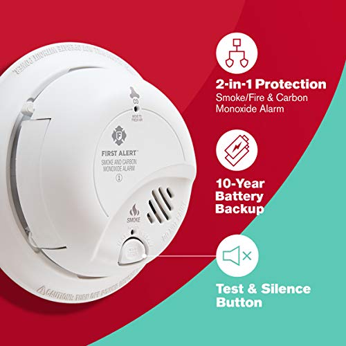 First Alert Hardwired Smoke & Carbon Monoxide Alarm with Adapter Plugs, 10-Year Battery Backup - Model SC9120B
