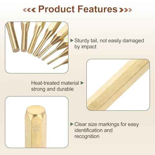 HARFINGTON 2pcs Brass Punch 1/16" Non-marring Drive Pin Punch Cylindrical Alignment Punches for Watch Repair Jewelry and Craft