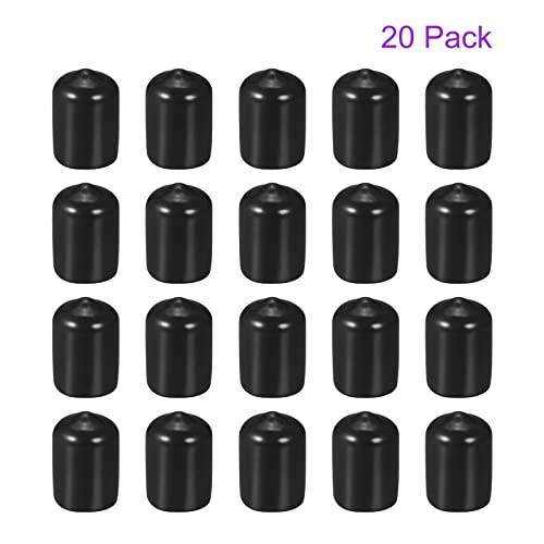 DMiotech 20 Pack 9/16" ID Black Screw Thread Protectors Rubber End Caps Bolt Covers for Screw Bolt Furniture Pipe
