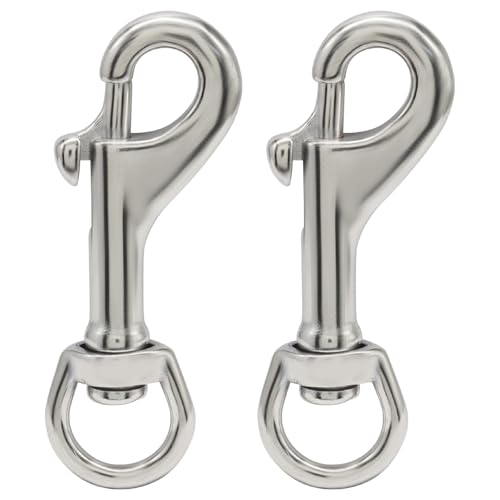 2.75 Inch Stainless Steel Swivel Eye Snap Hook - Marine Grade, Pack of 2