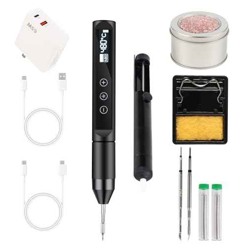 Micro Soldering Iron Kit with OLED Display, Adjustable Temp 356¡ÆF-896¡ÆF, High Power & Type-C Portable Pen Design | 3 Tips for Electronics Repair, DIY Projects (C210-I/IS/K)