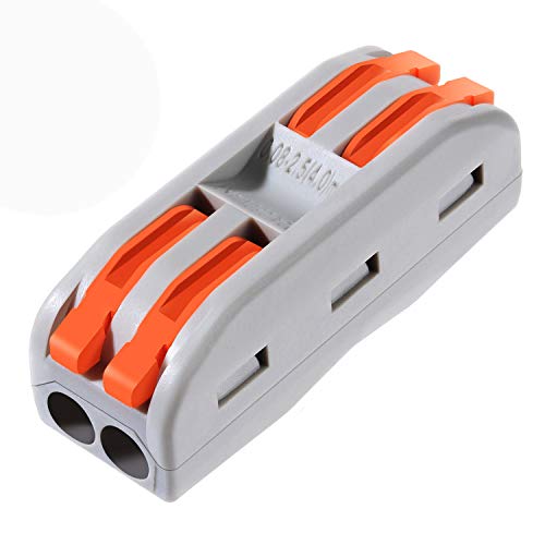 10 Pcs Electrical Wire Connectors for 2 Circuit Inline Splices, 28-12 AWG - Reusable Compact Lever Nuts (Variation: 2 Series Circuits)