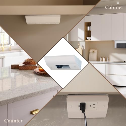 Suplife 1-Pack Low Profile Under Cabinet Outlet Box - Slim Stainless Steel Power Outlet with Easy Installation