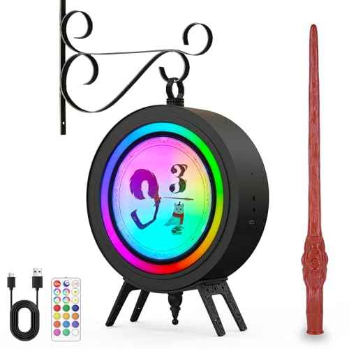 Harry Decorations LED Night Light: with Wand Remote, Double-Sided RGB Vintage Lamp, for Wall or Table Lighting, Smart Night Mode, 84H Runtime, Wizard-Themed Christmas Halloween & Birthday Gift