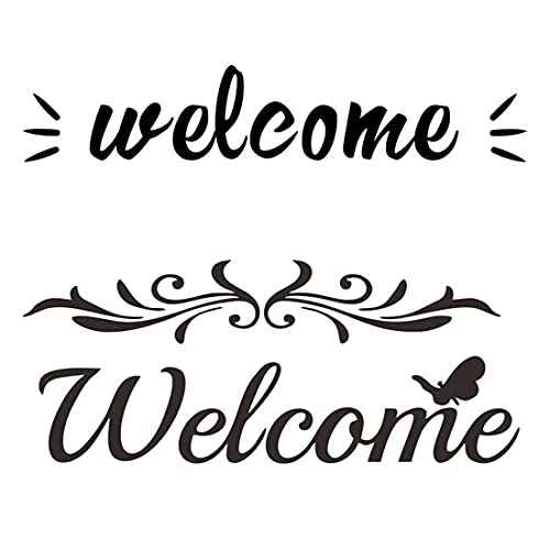 2 Sheets Welcome Sign Stickers - Peel & Stick Vinyl Decals for Front Door, Welcome Letters, Entryway, Office, Bedroom & House Doors