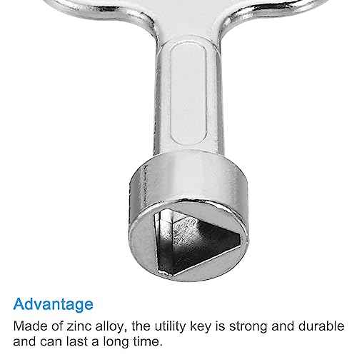 PATIKIL 8mm 9mm Triangle Socket Spanner Key, 1 Set/4Pcs Electrical Cabinet Gas Water Meter Key for Elevator Emergency Lift Door Triangle Panel Lock, Silver