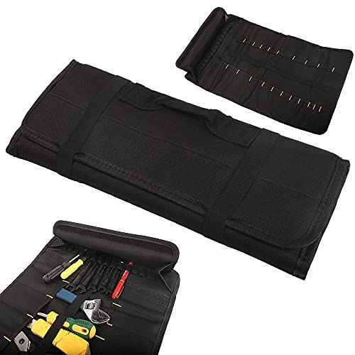 22 pocket Tool Bag Canvas Wrench Roll Up Pouch/Screwdriver Pliers Roller Compartments Organizers/Small Socket Bags/Tool Roll Organizer For Mechanic,Electrician & Hobbyist