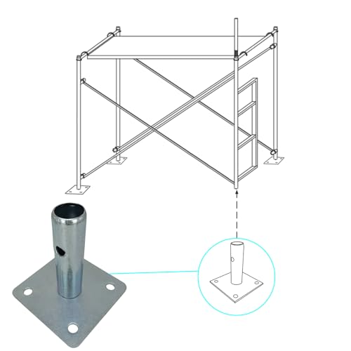 Galvanized Scaffold Base Plates with Pins for Baker Style Support, 4 Pack