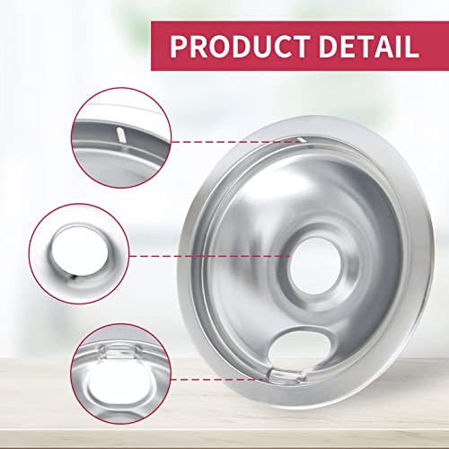 COZZIVITA Frigidaire/Kenmore Chrome 4-Pack 6in & 8in Stove Drip Pans for Electric Range