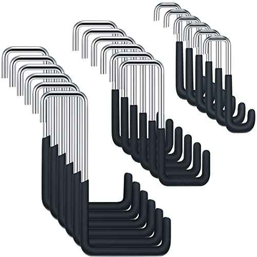 Hotop 18 Pcs Rafter Hanger Heavy Duty Large S Hooks Rafter Hanger for Garage Ladder Bike Fence Storage Organizer S Shaped Hooks(Black)