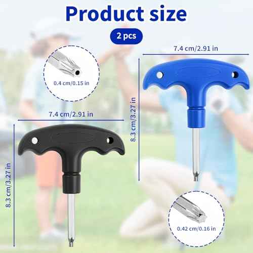 2 Pcs Golf Torque Wrench Tool - Stainless Steel Portable Golf Driver Club Adjustment Tools with Plastic Handle for T25 (Blue) and T20 (Black)