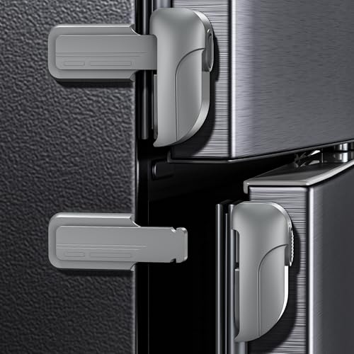 2 Pack Fridge Locks, Single Door Refrigerator Lock for Kids Safety, Durable ABS Child Proof Freezer Latch to Keep Door Closed, Easy Install Child Lock for Fridge, No Tools Need or Drill