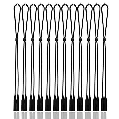 Hifot Adjustable Eyeglasses Strap Eyewear Retainer 12 Pack with Glasses Cleaning Cloth, Silicone Sunglasses Holder Strap, Eyeglasses Retainer Black