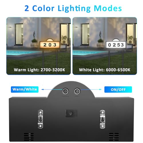 GEYUEYA Home Solar Address Sign with 2 Light Modes, Waterproof Yard Number Plaque
