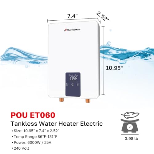 ThermoMate 6kW Tankless Electric Water Heater ET-6kW for Sink & Point-of-Use