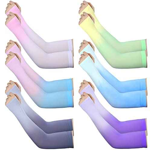 JenPen 6 Pairs UV Sun Protection Arm Sleeves to Cover Arms for Women Compression Sleeves for Men