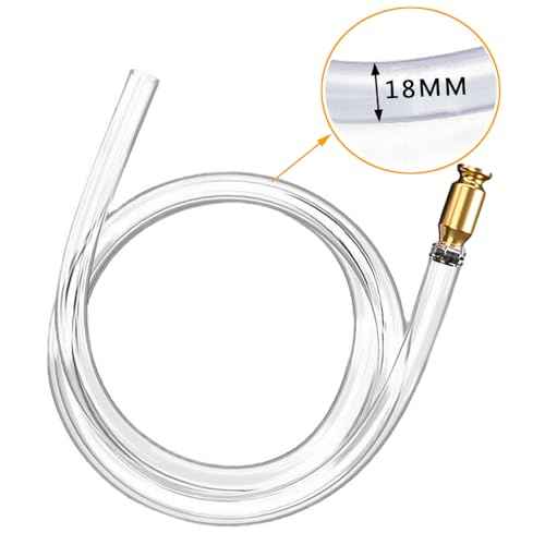 Shaker Siphon Hose for Fuel Transfer Pump 1/2'' Copper Valve Syphon Hose Gas Siphon Pump for Gasoline, Oil, Diesel, Water, Liquid Self Priming Shaker Siphon Hand Pump Tube (6 feet)