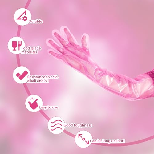 50 Pcs Disposable Dressing Gutting Gloves 35 Inch Shoulder Length Field Dressing Gloves Veterinary Insemination Glove