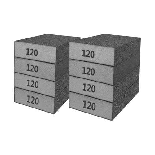 8 Pcs Wet Dry Sanding Sponges, 120 Grit Hand Sandpaper Brick, Sanding Blocks for Drywall Metal Wood Furniture