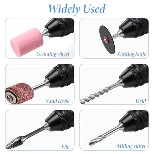 2 Pcs Keyless Drill Chuck Adapter, 1/4 Inch Hex Shank Keyless Drill Chuck for Impact Driver Fast Change Converter Extension for Tool Attachment(0.3-6.5mm,0.3-3.6mm)