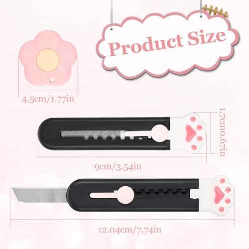 6 Pack Cute Box Cutter, Cat Paw Boxes Cutters Mini Box Cutter Utility Retractable Knives Cloud Pointed Pointed Cute Cardboard Razor Knife for Office, Home, Arts Crafts, Cartons, Cardboard, Paper