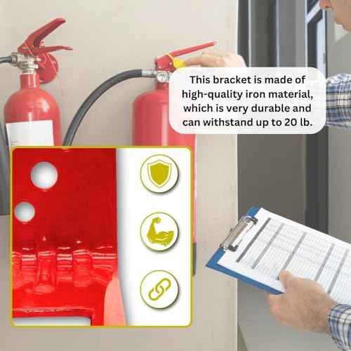 Fork Fire Extinguisher Mount, Wall Hook, Red, (2 Brackets)