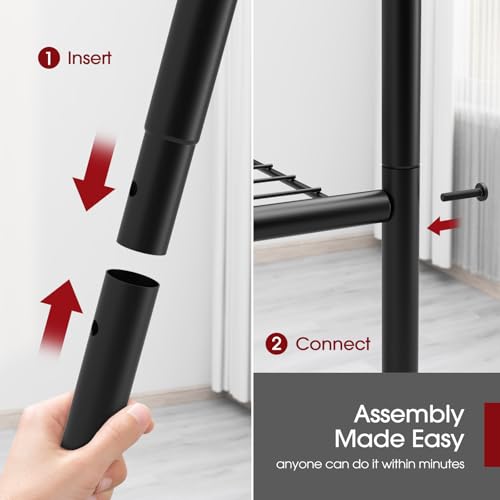 Storage Shelves - 5 Tier Shelf Organizer, Heavy Duty Garage Shelving Unit with Leveling Feet, Stable Metal Shelves Organizer for Pantry, Kitchen and Closet, 18.4" W x 12.6" D x 57.4" H, Black